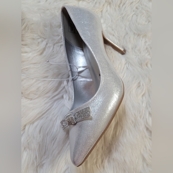Silver Glitter Heels with Bow Accent - Picture 8 of 10